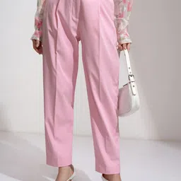 CHIC BY TOKYO TALKIES Women Regular Fit High-Rise Pleated Trouser-image-80