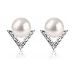 Moneekar Jewels Silver-Plated Cubic Zirconia Copper Stud Earring-25
