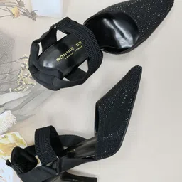 Ronnie Grey Embellished PU Party Stiletto Pumps-17