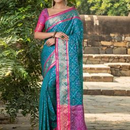 Mitera Ethnic Motifs Zari Silk Blend Designer Patola Saree-picture-46