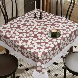 LooMantha Brown Floral Waterproof Plastic 4-Seater Table Cover-11