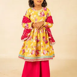 Jilmil Girls Floral Printed Empire Gotta Patti Kurta with Palazzos & With Dupatta-image-83