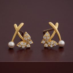 Kushal's Fashion Jewellery 92.5 Sterling Silver Gold Plated Pearls Studded Party Studs-42