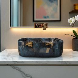 Premium Designer Ceramic Wash basin (M-UP-78) with Waste pipe & Coupling (16x12x6)(M78)UP Table Top Basin-image-24