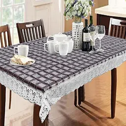 STYLZI Brown Floral Plastic 4-Seater Table Cover-image-78