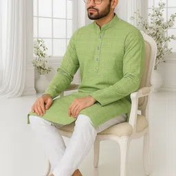 JASHNA Men Regular Kurta with Pyjamas image 4