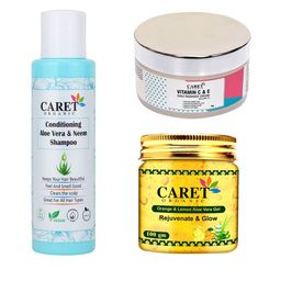 CARET ORGANIC Set Of 3 Aloevera Gel - 100 g With Day Cream - 50 g & Shampoo - 100 ml-39