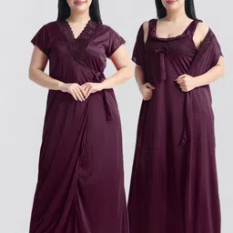 night keys Pack of 2 Women Nighty with Robe-picture-1