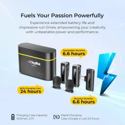 digitek DWM-114 2-in-1 40m Range & Noise Reduction 2.4GHz 6.6Hr Battery Wireless Microphone image 3