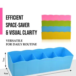 Kuber Industries Blue & Green 5Pcs Reusable Multi-Utility Organisers image 2