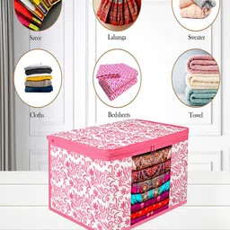 Kuber Industries Pink 6 Pieces Printed Saree Organisers image 2
