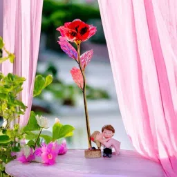 chocozone 24K Artifical Red Rose with Dancing Hug Couple Showpiece-picture-35