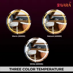 sahaj plasto Round Wall Mirror with touch sensor & Light for wall Decor, Size 24" X 24" Lighted Mirror image 4
