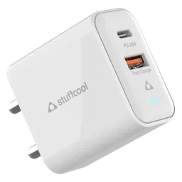 Stuffcool Flow 25W Type A and Type C 2-Port Fast Charger (Adapter Only, BIS Approved, White) image 4