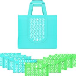 kuber industries Pack of 10 Smile Foldable Grocery/Shopping Bags For Women | Blue & Green Pack of 10 Grocery Bags-picture-20