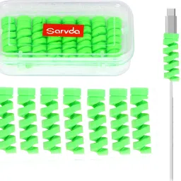 sarvda Cable Protectors with Organizer Box | for Charger Data Cable Earphone Headset Laptop Phone USB Cords | Branded with 90 Days Guarantee | Silicon Spirale | Lawn Green| Set of 8 Pcs Cable Protector-image-12
