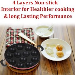 12-Cavity Appam Pongal Gabgotta Paniram Panikarnikka Pancake Modual H-236 Paniarakkal with Lid 0.125 L capacity 23 cm diameter-image-84