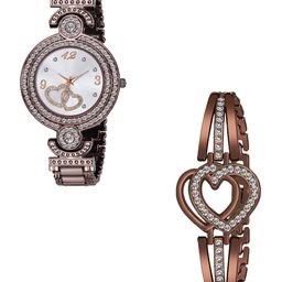 Gopal Shopcart Unisex Pack Of 2 Stainless Steel Bracelet Style Strap Analogue Watch GR_101-93