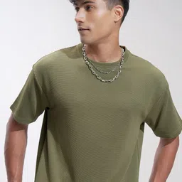 HIGHLANDER Men Self Design Round Neck Oversized T-shirt-image-81