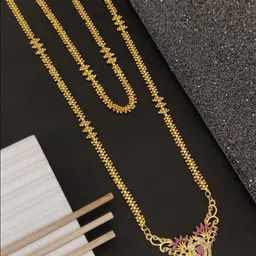 Princy Enterprise Brass Gold-Plated Stone Studded Necklace-image-93