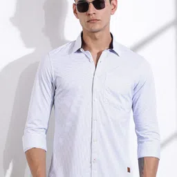 Thomas Scott Men Classic Slim Fit Horizontal Stripes Opaque Striped Casual Shirt-image-68
