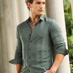 Campus Sutra Comfort Opaque Cotton Regular Fit Casual Shirt-picture-5