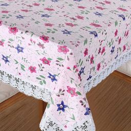Homerz Pink Floral Waterproof Plastic 6-Seater Table Cover-57