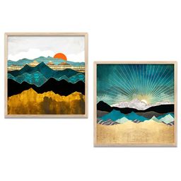 Kotart Brown & Gold Toned 2 Pieces Printed Wooden Wall Arts-picture-45