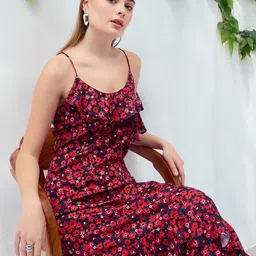 all about you Floral Print Fit & Flare Midi Dress-image-89
