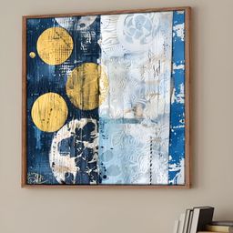 Art Street Blue & White 1 Piece Canvas Abstract Wall Paintings-22