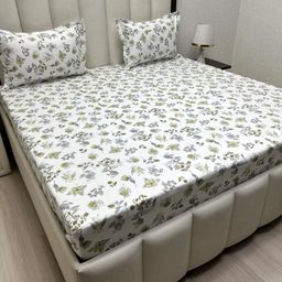 Pure Decor Royal Passion White Printed Pure Cotton 240 TC Queen Bedsheet Set 2.28 x 2.54 m-image-62