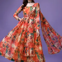 Moda Rapido Abstract Printed Scoop Neck Georgette Anarkali Kurta-picture-32