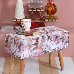 Shadowkart White Printed Wooden Rectangular Bench-image-3