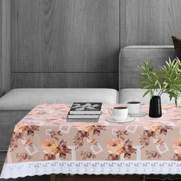 Stylista Beige Floral 2-Seater Rectangle Table Cover-13