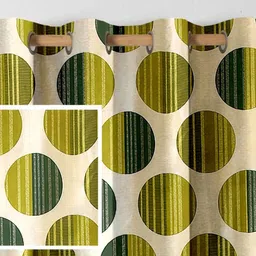 Aura Green & Beige 2 Pieces Geometric Printed Long Door Curtain-image-14