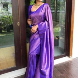 CaniBani Blue Silk Blend Banarasi Sarees-image-69