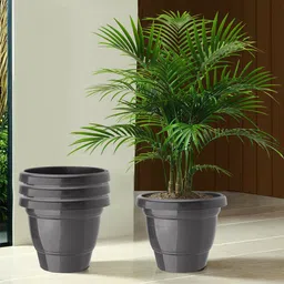 Kuber Industries 4-Pcs Black 2-Layer Phooldaan Planters-13
