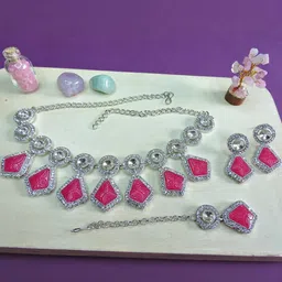 VATSALYA CREATION Pink Quartz Jewellary set (set of 4)-51