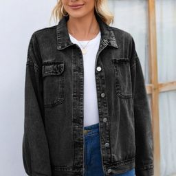Oh Rare Spread Collar Crop Denim Jacket-image-50