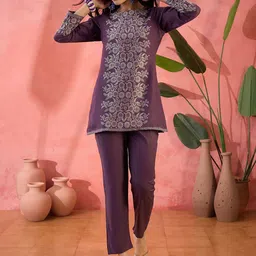 Sangria Self Design Tunic With Trousers Co-Ords-picture-19