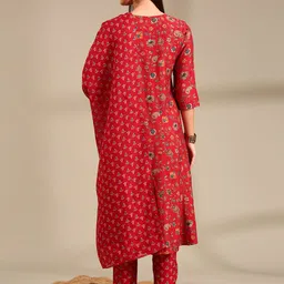 Anouk Floral Printed Regular A-Line Kurta with Trousers & Dupatta image 5