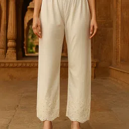Miaz Lifestyle Women Embroidered Wide Leg Ethnic Palazzos-35