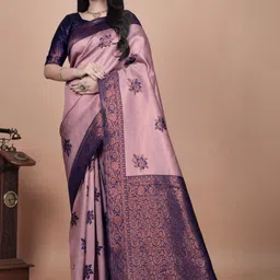 KALINI Ethnic Motifs Zari Art Silk Banarasi Saree-image-99