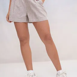 Tokyo Talkies Women Striped Technology Regular Fit Shorts-image-72