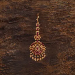 South Temple Jewellery Gold-Plated Artificial Stones and Beads Studded Maang Tikka Head Jewellery-34