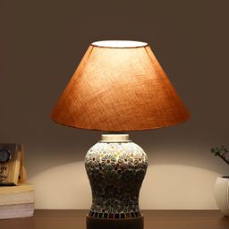 Aura Conical Grey & White Printed Glass Frustum Shaped Table Lamp-5