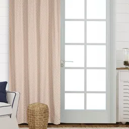 Saral Home Beige & Off White Geometric Black Out Cotton Door Curtain-image-9