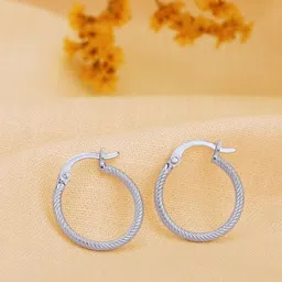VANBELLE Sterling Silver Rhodium-Plated Circular Hoop Earrings-image-41