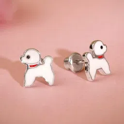 GIVA Silver Rhodium-Plated Animal Shaped Studs Earrings-11
