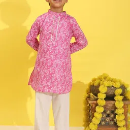 Cutiekins Boys Floral Printed Regular Kurta with Pyjamas-11